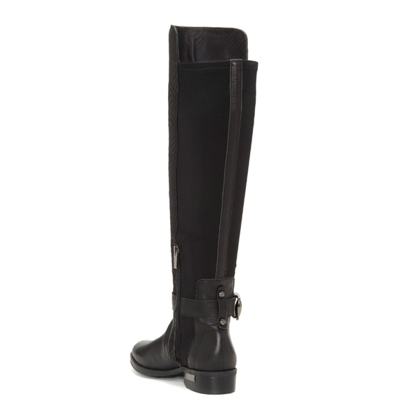 Chic Chevron Vince Camuto Black Leather OTK Boots - Picture 6 of 8